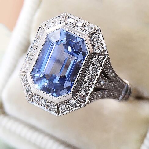 Luxury Women's Blue Cubic Zirconia Rings for Anniversary Party Fashion Engagement Accessories in Saudi Arabia