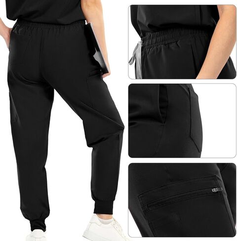 SUNME Scrubs for Women Set - Classic V-Neck Top & Jogger Pants with 11 Pockets Medical Workwear for Nurse Doctor in Kuwait