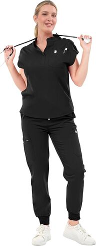 SUNME Scrubs for Women Set - Classic V-Neck Top & Jogger Pants with 11 Pockets Medical Workwear for Nurse Doctor in Kuwait