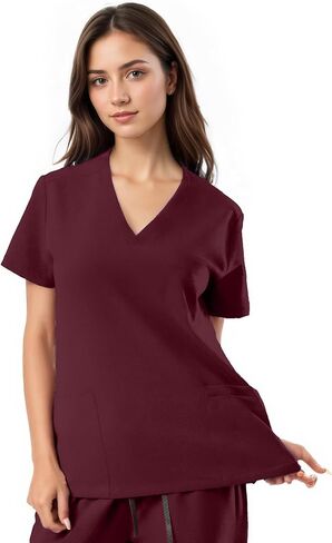 SUNME Scrub Tops for Women with 4-Pocket, Soft Stretchy, V-Neck Women's Medical Scrub Top,Breathable & Moisture-Wicking in Kuwait