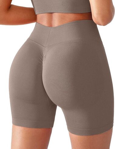 BRXL Seamless Impact Compression Scrunch Butt Lifting Shorts for Women V Back 5" Inseam High Waist Workout Gym Yoga in Kuwait