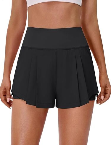 BMJL Womens 2 in 1 Running Shorts High Waisted Athletic Workout Flowy Tennis Skort with Pocket in Saudi Arabia