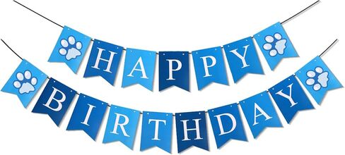 Dog Claw Happy Birthday Banner, Puppy Dog Birthday Party Banner Decorations, Reusable Puppy Theme Party Supplies Garland Backdrop Pet Theme Celebration Banners Signs for Teens Boys Girls (Blue) in Saudi Arabia