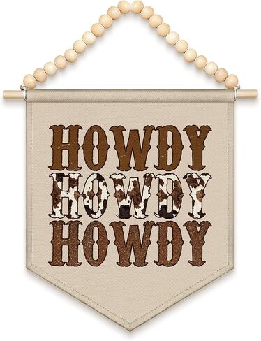 LIANGW ديكور المسكن الأزرق، Preppy الأزرق القوس الساحلية راعية البقر قماش راية، بوهو الخشب الخرز الساحل الشرقي جدار الفن ديكور شنقا راية العلم لغرفة نوم راعية البقر ديكور الغرفة الغربية، 13x11 in Kuwait