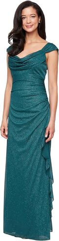 Alex Evenings Womens Long Cowl Neck Glitter Dress, Mother of The Bride, Formal Events in Kuwait