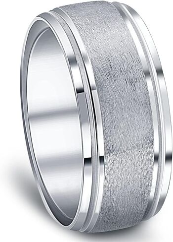 P3 POMPEII3 8mm Brushed Mens Wedding Band 10K White Gold in Saudi Arabia