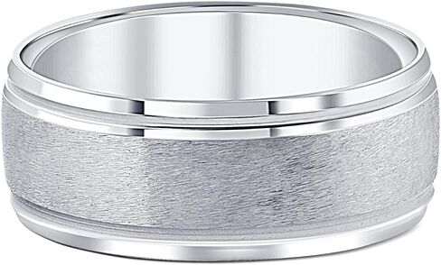 P3 POMPEII3 8mm Brushed Mens Wedding Band 10K White Gold in Saudi Arabia