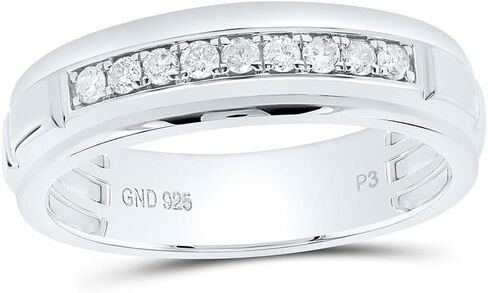 925 Sterling Silver 1/4 CTW Nine Channel Set Diamond Mens Wedding Band in Saudi Arabia