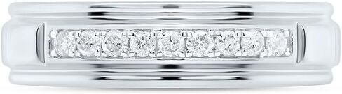 925 Sterling Silver 1/4 CTW Nine Channel Set Diamond Mens Wedding Band in Saudi Arabia