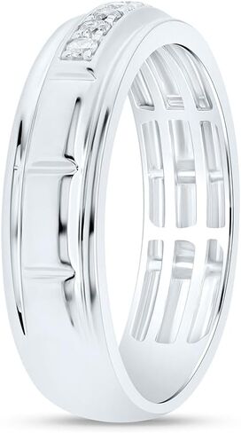 925 Sterling Silver 1/4 CTW Nine Channel Set Diamond Mens Wedding Band in Saudi Arabia