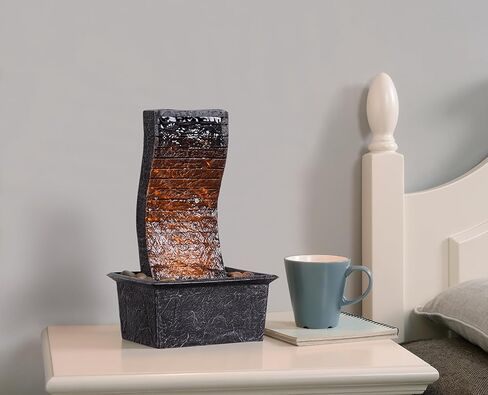 نافورة مياه منحنية على الطاولة LED - مضاءة - شلال زخرفي فريد للمساحات الداخلية والخارجية، ديكور حديقة المكتب المنزلي مع الإضاءة المحيطة in Kuwait