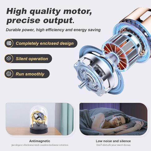Ultra Quiet Watch Winder for Automatic Watches - Luxury Black Base & Clear Glass Dome, <15dB Silent Rotation, Ideal Watch Storage & Display Case for Men (Gold) in Saudi Arabia