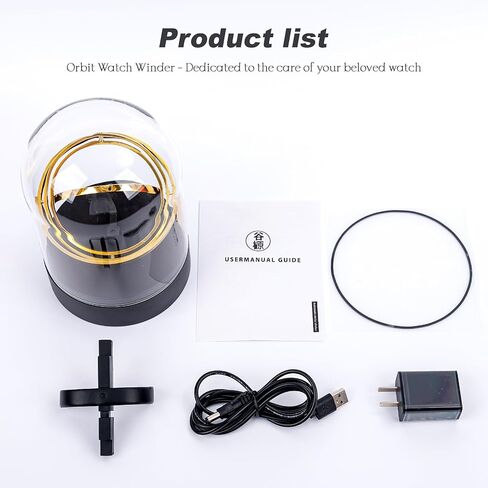 Ultra Quiet Watch Winder for Automatic Watches - Luxury Black Base & Clear Glass Dome, <15dB Silent Rotation, Ideal Watch Storage & Display Case for Men (Gold) in Saudi Arabia