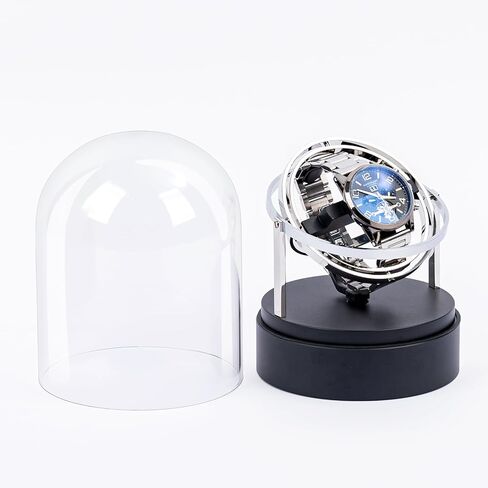 Ultra Quiet Watch Winder Under 18dB, 4 Modes & 6 Directions, for Automatic Watches Rolex/Omega, Anti-Magnetic Motor with Glass Display Case (Silver) in Saudi Arabia
