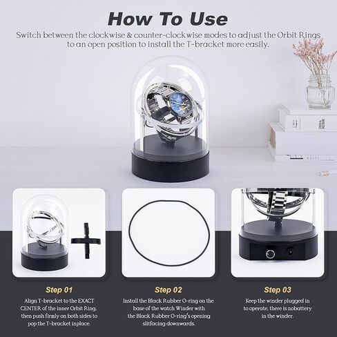 Ultra Quiet Watch Winder Under 18dB, 4 Modes & 6 Directions, for Automatic Watches Rolex/Omega, Anti-Magnetic Motor with Glass Display Case (Silver) in Saudi Arabia