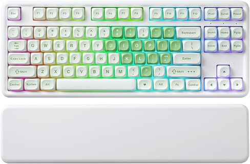 YUNZII B87 Wireless Mechanical Keyboard,QMK/VIA Programmable,TKL Layout 87 Keys,BT/2.4G/USB-C,Hot Swap Gasket Mount RGB Backlit Gaming with Wrist Rest for Win/Mac (Pink, Milk V2) in Kuwait