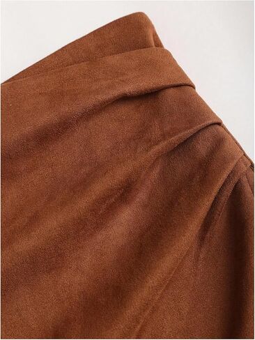 GORGLITTER المرأة من جلد الغزال Bodycon التنانير القصيرة الخريف التفاف عالية الخصر Ruched غير المتكافئة توليب قلم رصاص التنانير القصيرة in Kuwait