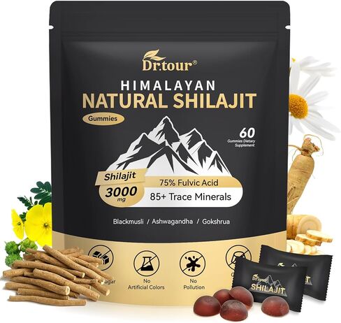 Shilajit for Men & Women - Himalayan Shilajit Gummies & 100% Pure Natural Shilajit Gold Resin - Ashwagandha for Men, Fulvic Acid, 85+ Minerals, Energy & Immune - Supplement 60 Gummies in Saudi Arabia