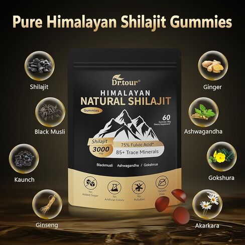 Shilajit for Men & Women - Himalayan Shilajit Gummies & 100% Pure Natural Shilajit Gold Resin - Ashwagandha for Men, Fulvic Acid, 85+ Minerals, Energy & Immune - Supplement 60 Gummies in Saudi Arabia