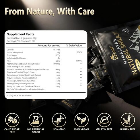 Shilajit for Men & Women - Himalayan Shilajit Gummies & 100% Pure Natural Shilajit Gold Resin - Ashwagandha for Men, Fulvic Acid, 85+ Minerals, Energy & Immune - Supplement 60 Gummies in Saudi Arabia