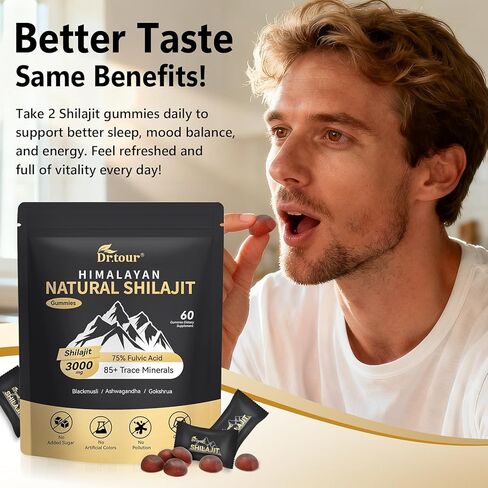 Shilajit for Men & Women - Himalayan Shilajit Gummies & 100% Pure Natural Shilajit Gold Resin - Ashwagandha for Men, Fulvic Acid, 85+ Minerals, Energy & Immune - Supplement 60 Gummies in Saudi Arabia