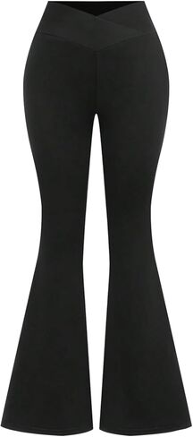 SweatyRocks Girl's High Waisted Flare Leg Pants Criss Cross Front Flare Leggings Bell Bottoms in Saudi Arabia