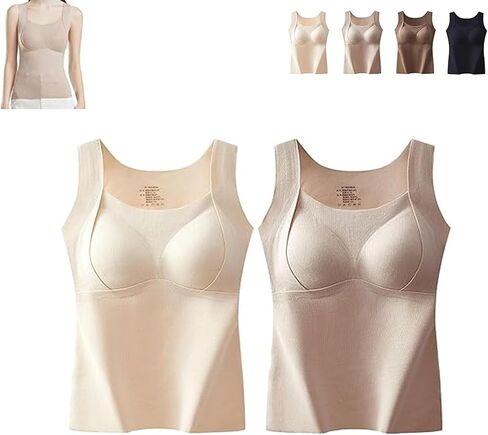 Thickened Warm Tank Top with Shelf Bra, Women's Thermal Tank Tops with Built-in Bra,2 in 1 Warming Vest in Saudi Arabia