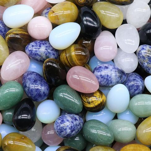 Pack of 20 Natural Mineral Stones Crystal Assortments Eggs Eggs Healing Crystals Set Gemstones Statue Home Decor Easter Eggs in Saudi Arabia