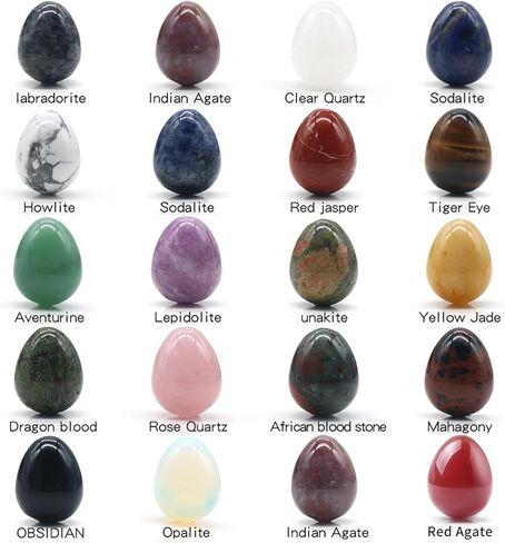 Pack of 20 Natural Mineral Stones Crystal Assortments Eggs Eggs Healing Crystals Set Gemstones Statue Home Decor Easter Eggs in Saudi Arabia