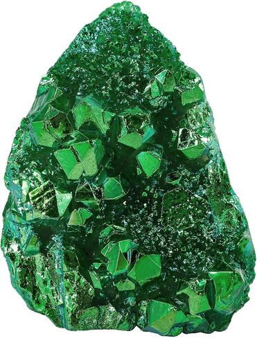 Irregularly White AB Titanium Coated Rock Quartz Cluster Mineral Specimen, Reiki Healing Rock Crystal Geode for Stone Collection and Home Decor, Green in Saudi Arabia