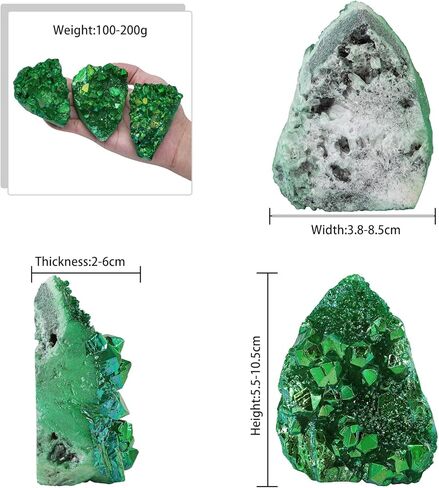 Irregularly White AB Titanium Coated Rock Quartz Cluster Mineral Specimen, Reiki Healing Rock Crystal Geode for Stone Collection and Home Decor, Green in Saudi Arabia