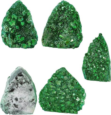Irregularly White AB Titanium Coated Rock Quartz Cluster Mineral Specimen, Reiki Healing Rock Crystal Geode for Stone Collection and Home Decor, Green in Saudi Arabia