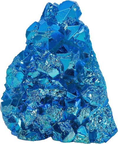 Irregularly White AB Titanium Coated Rock Quartz Cluster Mineral Specimen, Reiki Healing Rock Crystal Geode for Stone Collection and Home Decor, Green in Saudi Arabia