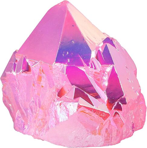 Irregularly White AB Titanium Coated Rock Quartz Cluster Mineral Specimen, Reiki Healing Rock Crystal Geode for Stone Collection and Home Decor, Green in Saudi Arabia