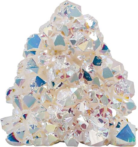 Irregularly White AB Titanium Coated Rock Quartz Cluster Mineral Specimen, Reiki Healing Rock Crystal Geode for Stone Collection and Home Decor, Green in Saudi Arabia