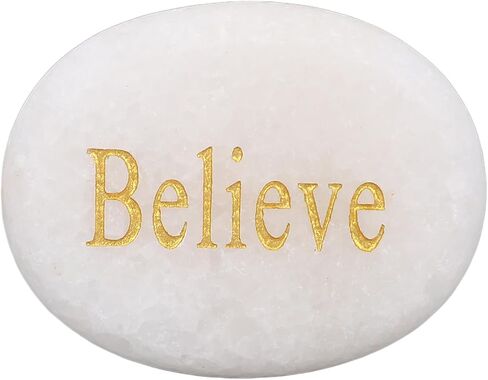 TOPINCN Engraved Inspirational Stone, Encouragement Motivational Marble, 3 Different Positive Words Faith Rocks, Garden Stones, Meditation Amulets for Home Decor and Gifting, Palm Sized in Saudi Arabia