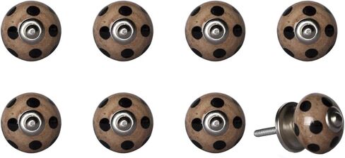 HomeRoots 544443 Brown & Black Ceramic & Metal Drawer Pull Knobs - Set of 8 in Saudi Arabia