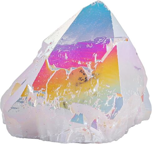 Sportmusies Titanium Coated Rock Crystal Cluster Mineral Specimen Home Decoration, Irregular-Shaped Reiki Healing Stone for Spiritual Yoga Meditation, Purple in Saudi Arabia