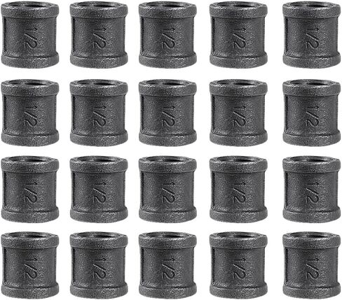 20 Pack 3/4 inches Coupling Malleable Cast Iron Pipe, Industrial Pipe Flanges for Threaded Black Pipes and Fittings, DIY Steampunk Industrial Vintage Style. in Saudi Arabia