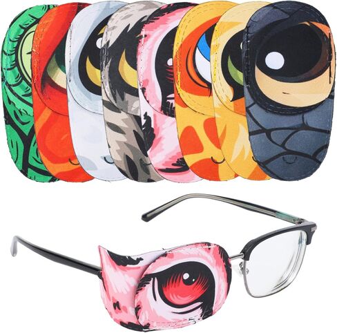 8pcs Kids Right Eye Patches for Glasses, Glasses Mask Accessories Eyepatches for Lazy Eyes Amblyopia and Strabismus Cute Colorful Design Breathable Soft Eye Covers Children Toddlers in Kuwait