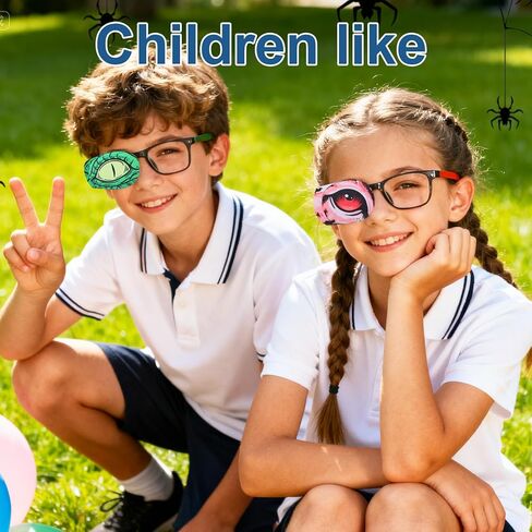 8pcs Kids Right Eye Patches for Glasses, Glasses Mask Accessories Eyepatches for Lazy Eyes Amblyopia and Strabismus Cute Colorful Design Breathable Soft Eye Covers Children Toddlers in Kuwait