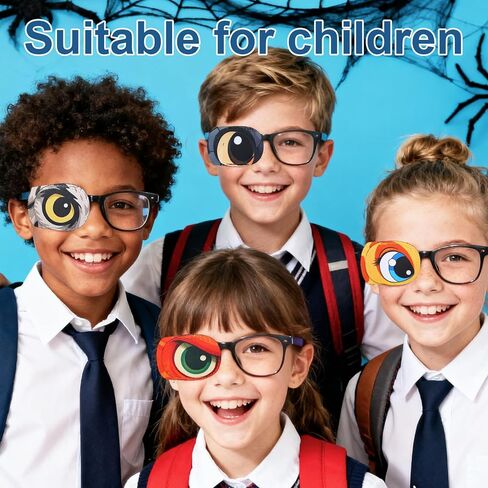 8pcs Kids Right Eye Patches for Glasses, Glasses Mask Accessories Eyepatches for Lazy Eyes Amblyopia and Strabismus Cute Colorful Design Breathable Soft Eye Covers Children Toddlers in Kuwait