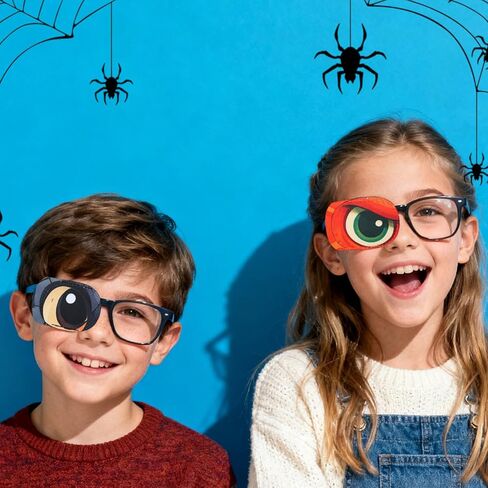 8pcs Kids Right Eye Patches for Glasses, Glasses Mask Accessories Eyepatches for Lazy Eyes Amblyopia and Strabismus Cute Colorful Design Breathable Soft Eye Covers Children Toddlers in Kuwait