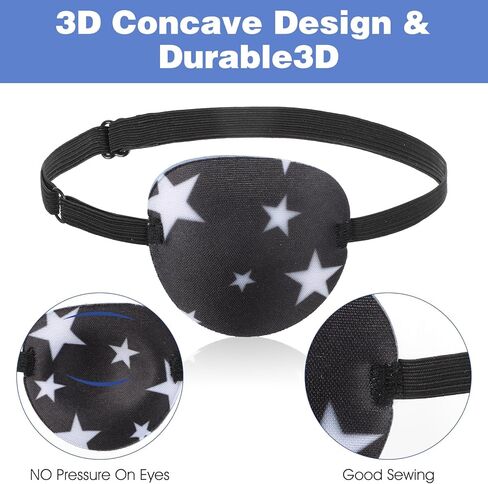 6 x Eye Patch Comfortable Adjustable Eyepatch for Left Right Eye Soft Lazy Piratel Eyepatch 3D Reusable Eyes Cover for Cosplay Pirate Costume Black Blue Red Brown Gray in Saudi Arabia