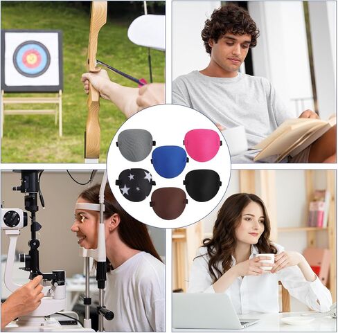 6 x Eye Patch Comfortable Adjustable Eyepatch for Left Right Eye Soft Lazy Piratel Eyepatch 3D Reusable Eyes Cover for Cosplay Pirate Costume Black Blue Red Brown Gray in Saudi Arabia