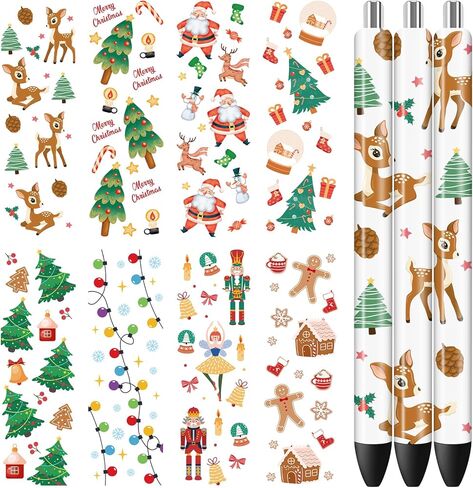 Bow UVDTF Pen Wraps - 40 Sheets Cute Cat UV DTF Decals, Coquete Daisy Cherries Rub on Transfer Stickers for Girls Women, Waterproof DIY Blank Pens Crafts in Kuwait