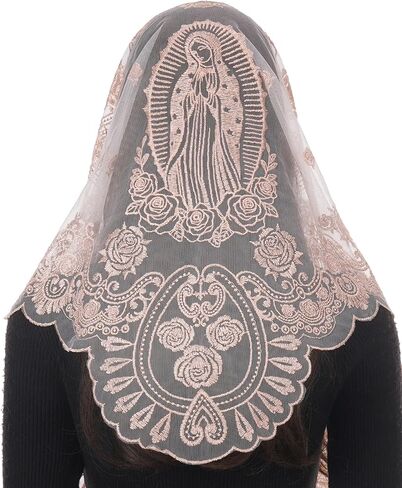 Bozidol Veils for Church Catholic, Triangle Virgen de Guadalupe Lace Mantilla Chapel Veil Latin Mass Head Coverings for Women in Saudi Arabia
