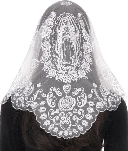 Bozidol Veils for Church Catholic, Triangle Virgen de Guadalupe Lace Mantilla Chapel Veil Latin Mass Head Coverings for Women in Saudi Arabia