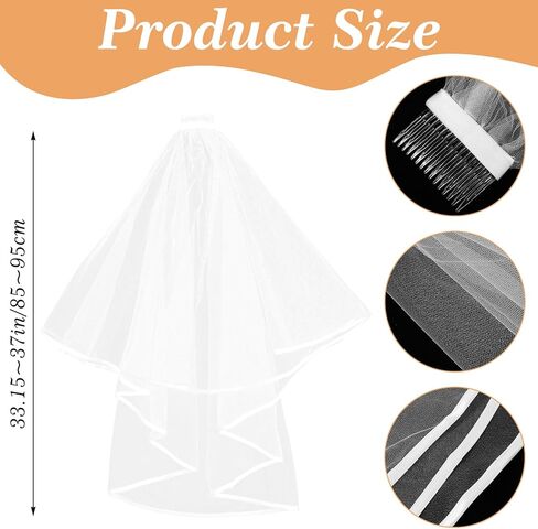 Short Wedding Veil Elegant White Satin Edge Classic Bridal Veil for Bride Photography Cosplay Halloween Waist Length Tulle Veils for Ceremony Engagement Photo Shoot Costume Party Occasions in Saudi Arabia
