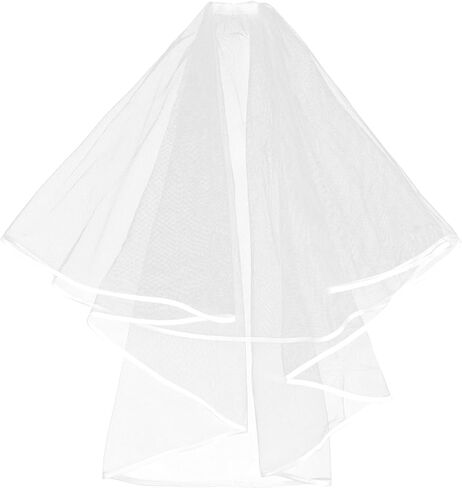 Short Wedding Veil Elegant White Satin Edge Classic Bridal Veil for Bride Photography Cosplay Halloween Waist Length Tulle Veils for Ceremony Engagement Photo Shoot Costume Party Occasions in Saudi Arabia